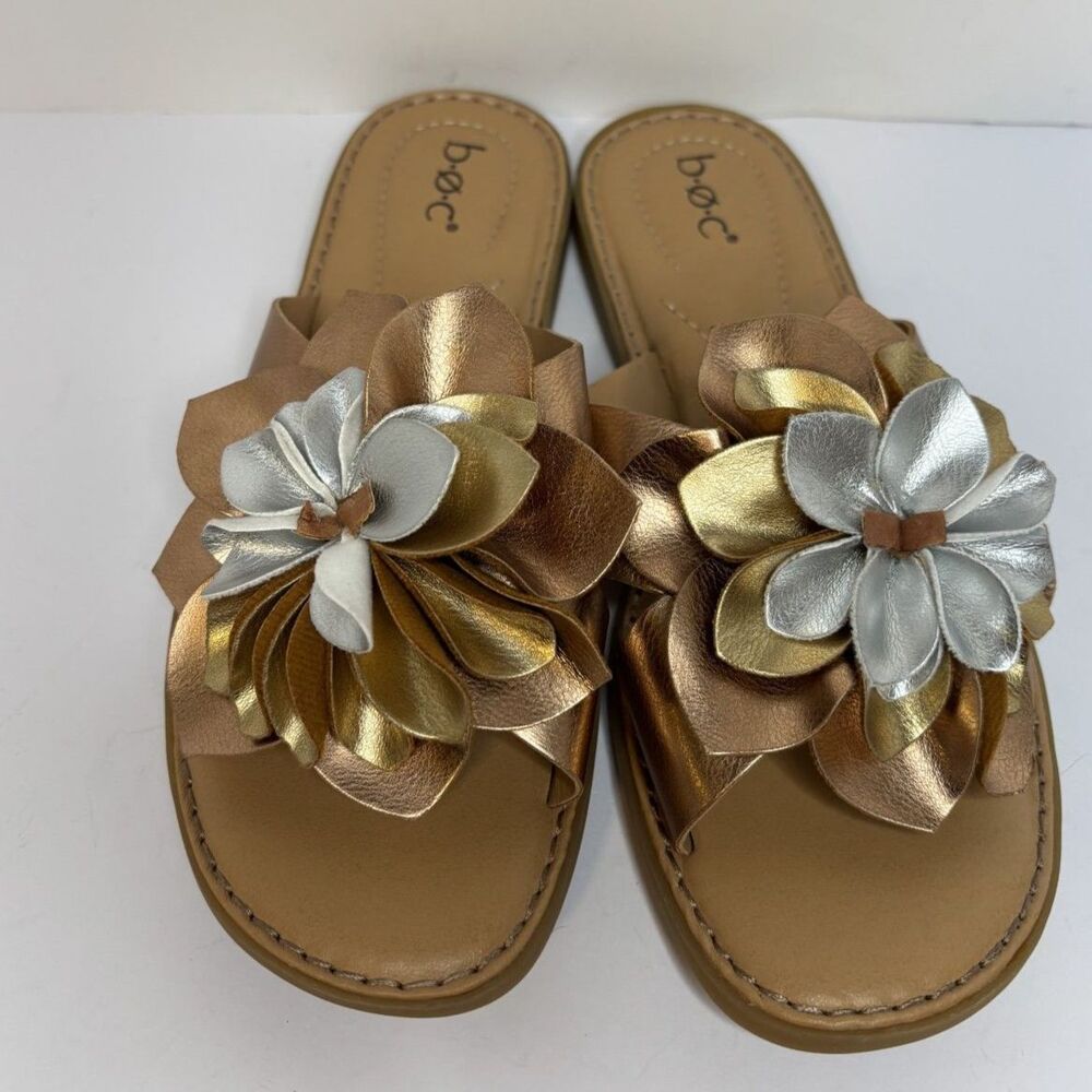 b.o.c Kasia Tan Multicolor Metallic Slide Sandal Cushioned Footbed Womens - Picture 5 of 8